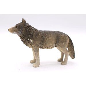 Realistic Wolf Figurine Gray Brwn Toy Props Collector Scenes Projects Mojo 4x2"